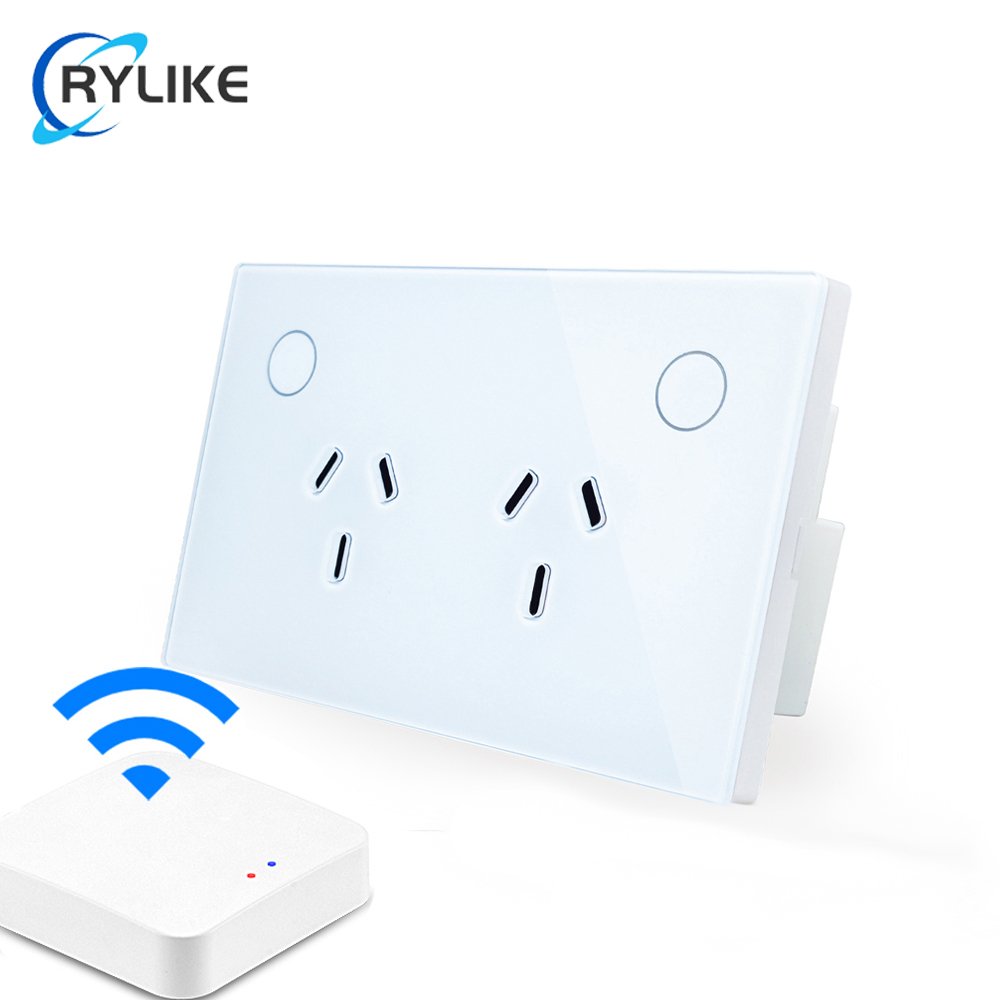 Australia Certified Tuya Wireless Smart Socket Tempered Glass Panel Zigbee Smart Plug Socket work with alexa and google home