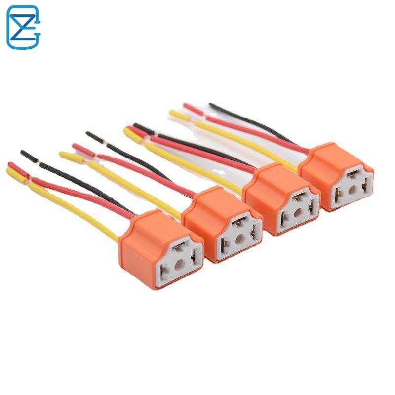 H4 ceramic plug LED headlight fog light socket bulb holder 9003 HB2 lamps Holder 3 Pin Plug H4 Socket connector
