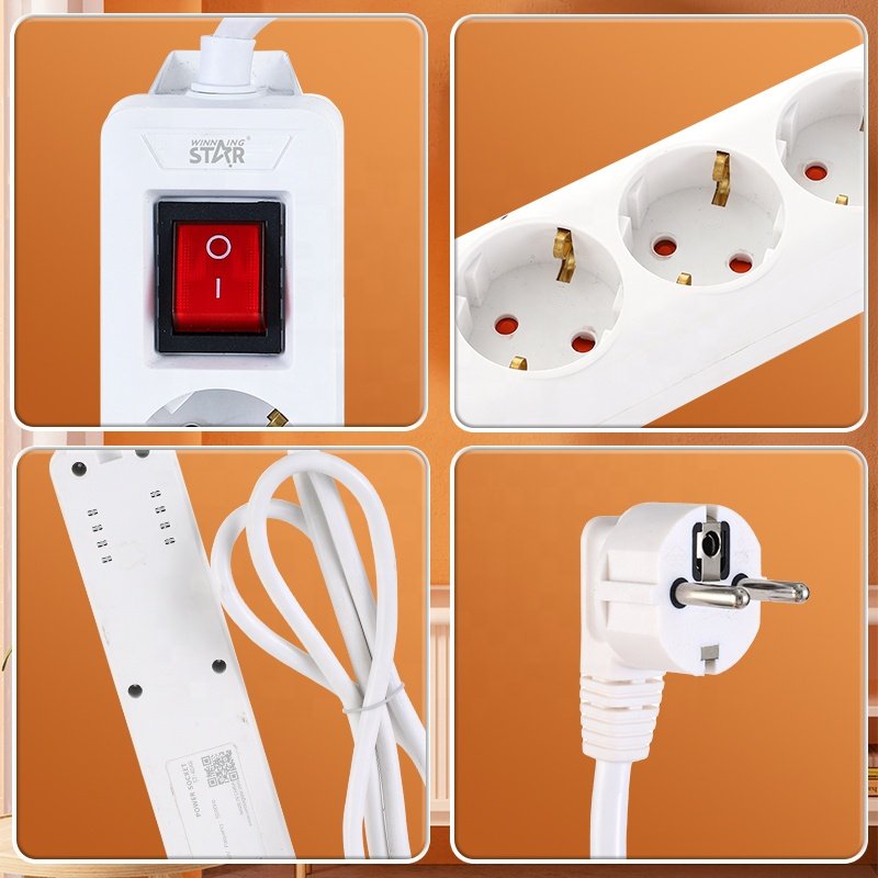 WINNING STAR 10V-250V 50/60Hz 16A/2500W Power Socket ST-4048 1 1 Switch Control 4 Ports Copper Extension Plug Socket
