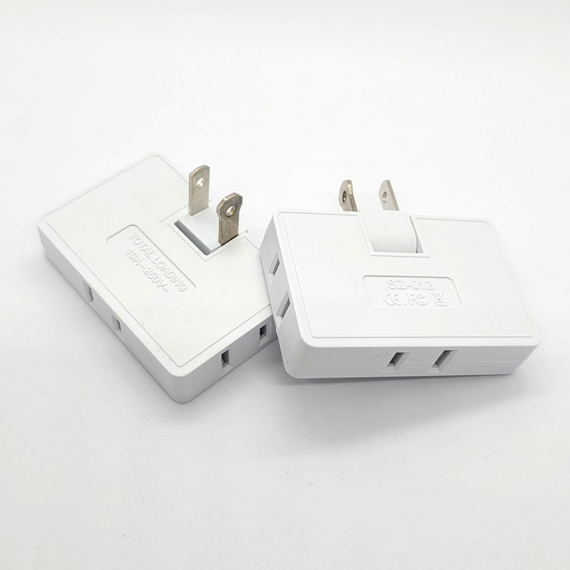 Polarity pin Ultrathin 3 Way Flat Wall Outlet Extender AC Adapter 2Pin SwivelIndoor Power Outlet expander Plug US Extension Plug