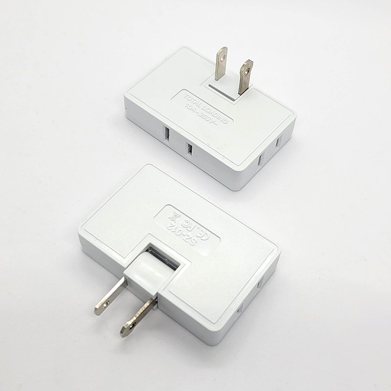 Polarity pin Ultrathin 3 Way Flat Wall Outlet Extender AC Adapter 2Pin SwivelIndoor Power Outlet expander Plug US Extension Plug