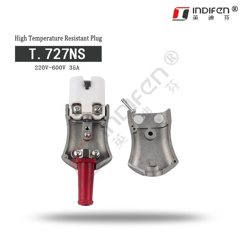 Huto High Quality T.727NS Industrial Ceramic High-Temperature Electrical Plug 35A Rated Current with 2 AC Outlets