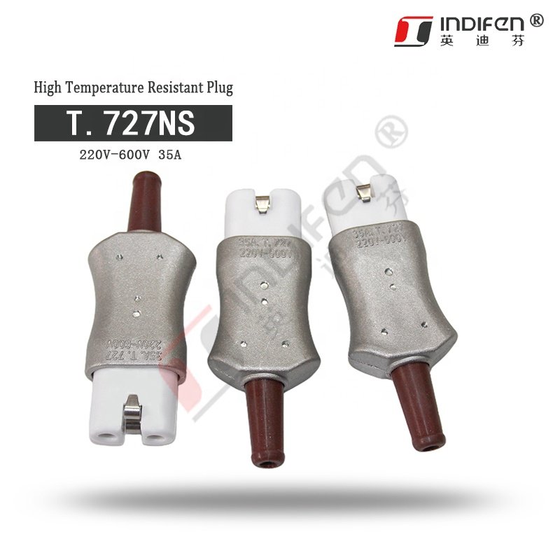 Huto High Quality T.727NS Industrial Ceramic High-Temperature Electrical Plug 35A Rated Current with 2 AC Outlets