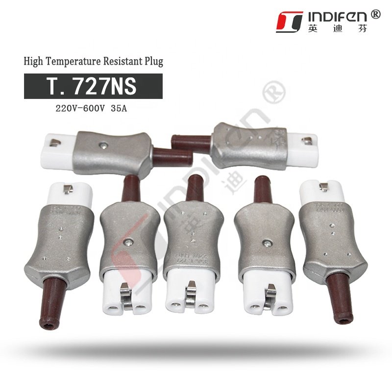 Huto High Quality T.727NS Industrial Ceramic High-Temperature Electrical Plug 35A Rated Current with 2 AC Outlets