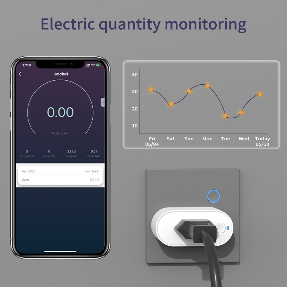 Brazil Smart Socket & Plug,Zigbee 3.0 Compatible with Google Home Alexa Tuya, 16A Power Monitoring Timing Smart Plug