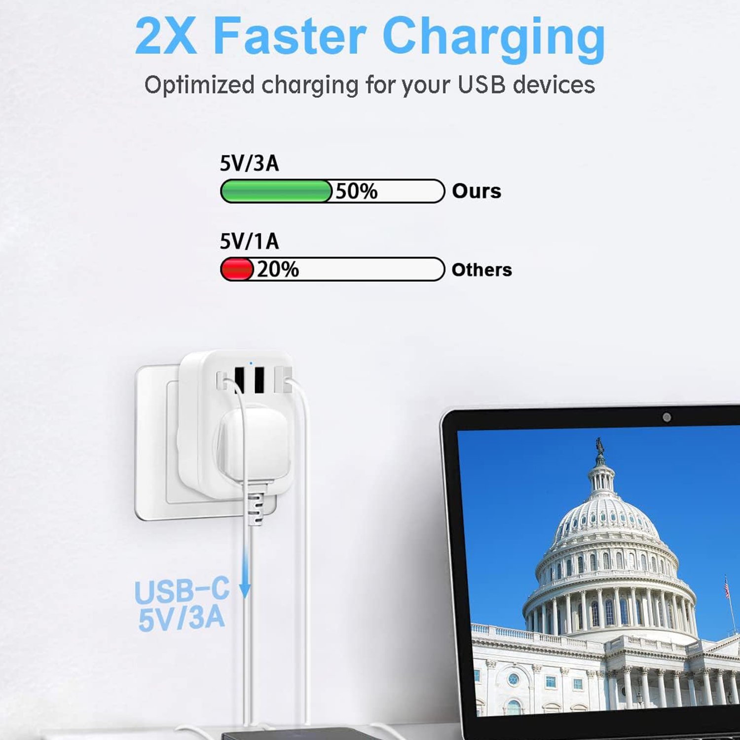 Grounded UK Power Travel Adapter with 3 USB and 1 Type C Ports AC 250V 13A PC Material OEM Supported UK Plug Standard