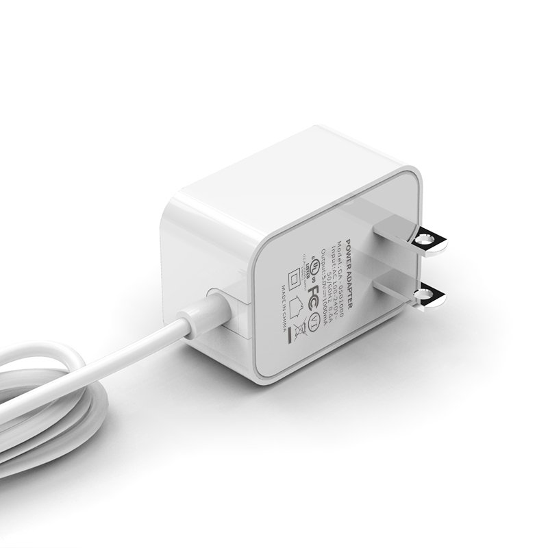 Portable 5V 1A UL/FCC certification American Standard power adapter US level 6 energy efficient high quality power DC plug