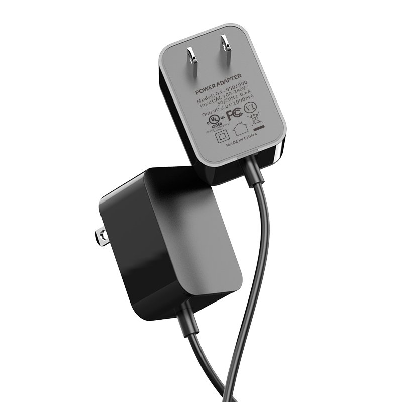 Portable 5V 1A UL/FCC certification American Standard power adapter US level 6 energy efficient high quality power DC plug