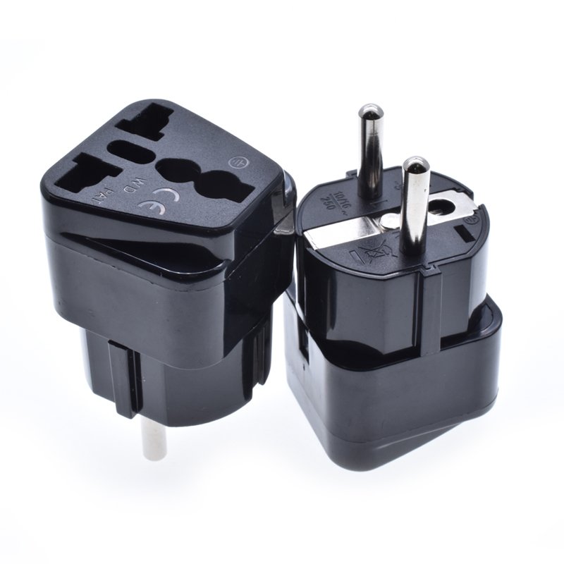 plug adapter usa to france type F round 2 pins 4.8mm power electrica conversion plug Universal to European eu travel