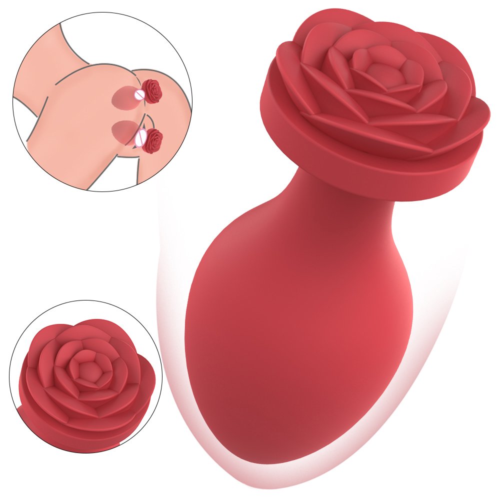 S-HANDE Rosa 3pcs/set RED silicone sextoy rose anal plug toy set Black rose sex toy anal butt plugs rose sex toys for women
