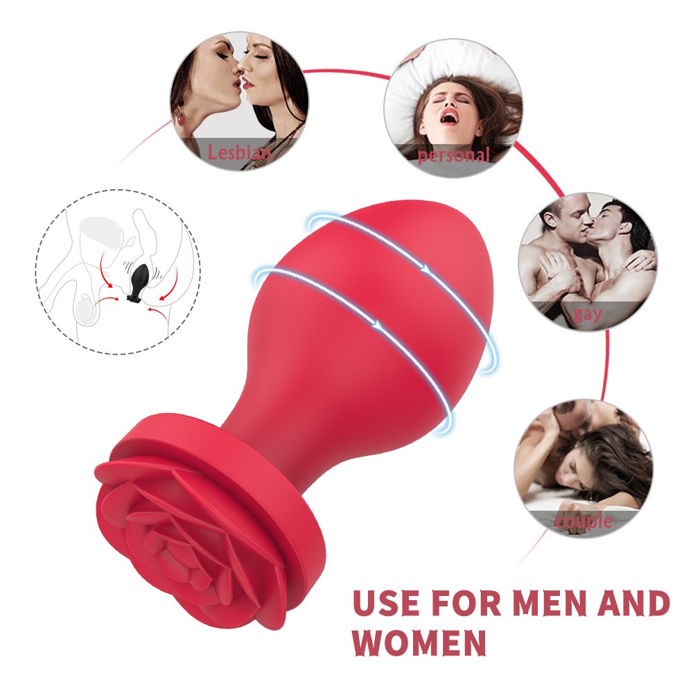 S-HANDE Rosa 3pcs/set RED silicone sextoy rose anal plug toy set Black rose sex toy anal butt plugs rose sex toys for women