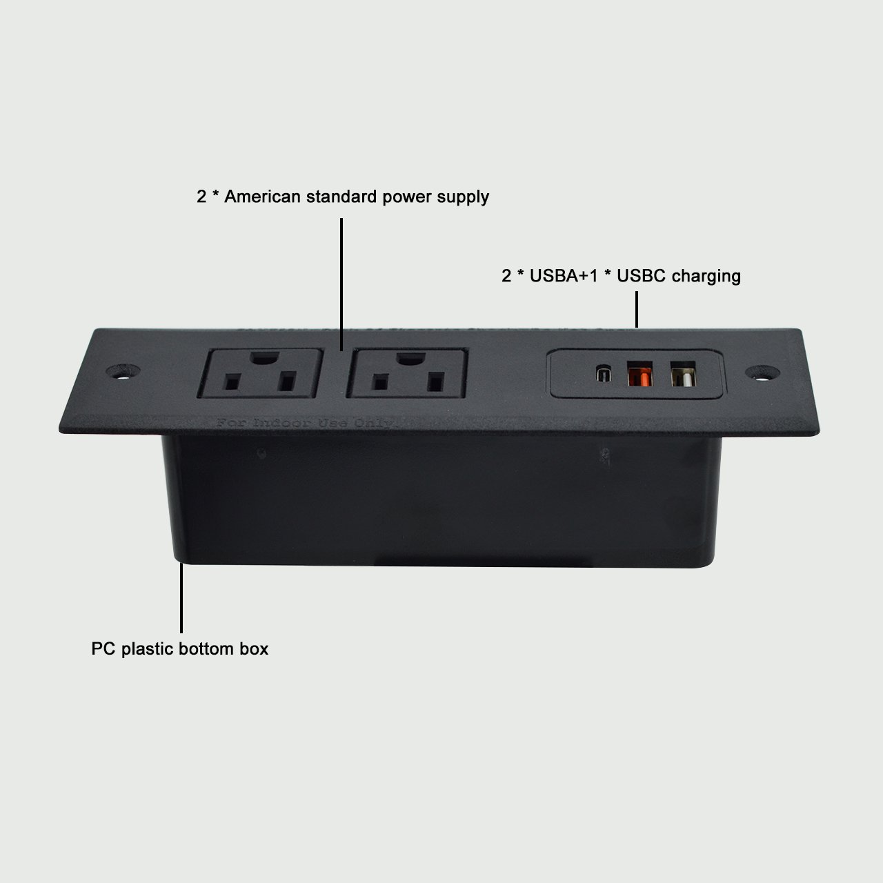 ETL Approved USA Furniture Tabletop Recessed Mounted Power Plug Outlets Sockets Strip 2 Sofa Socket Outlets with Dual USB ports