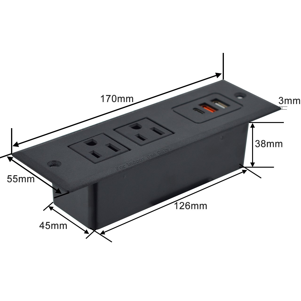 ETL Approved USA Furniture Tabletop Recessed Mounted Power Plug Outlets Sockets Strip 2 Sofa Socket Outlets with Dual USB ports