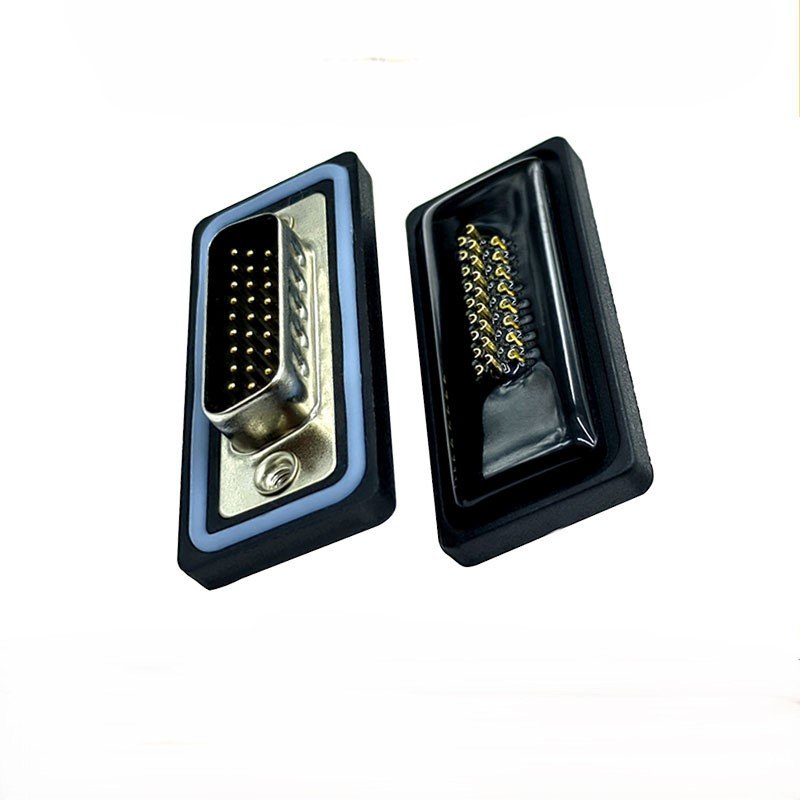 Gold plated solid core pin 26PIN communication plug wire bonding type HDB26 male three row waterproof connector plug