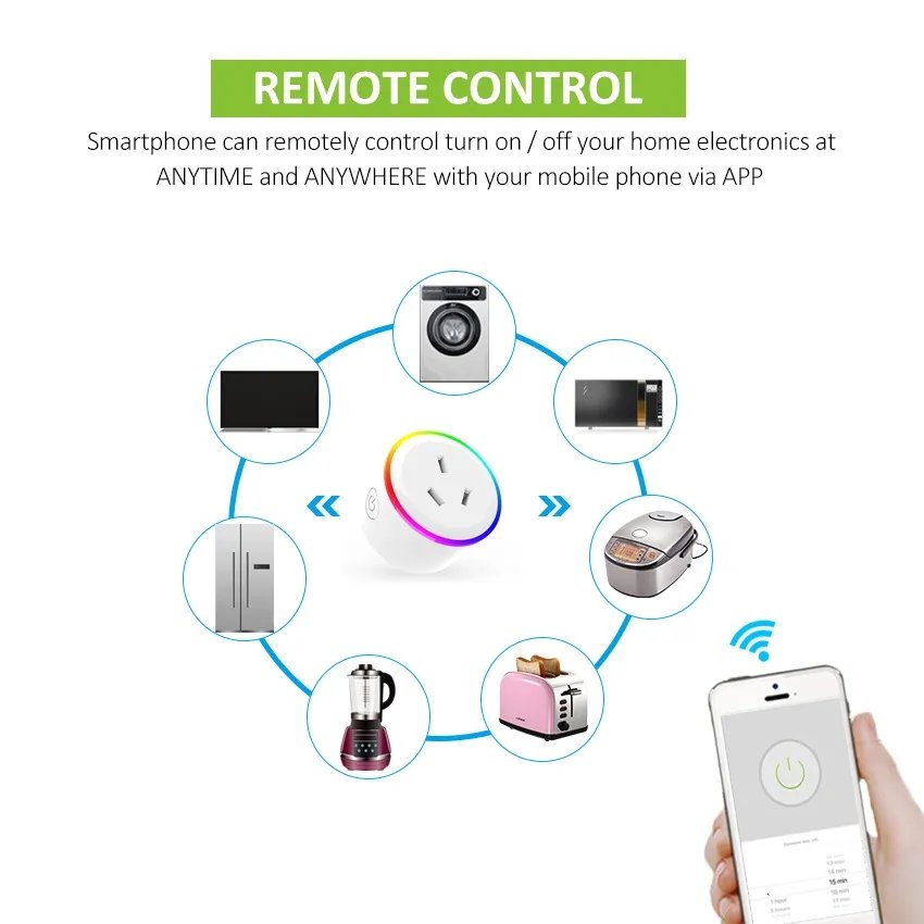 Smart Plug Wifi Smart Socket AU NZ Plug 10A Night Light Type wall power plug works With Alexa Google Home Mini