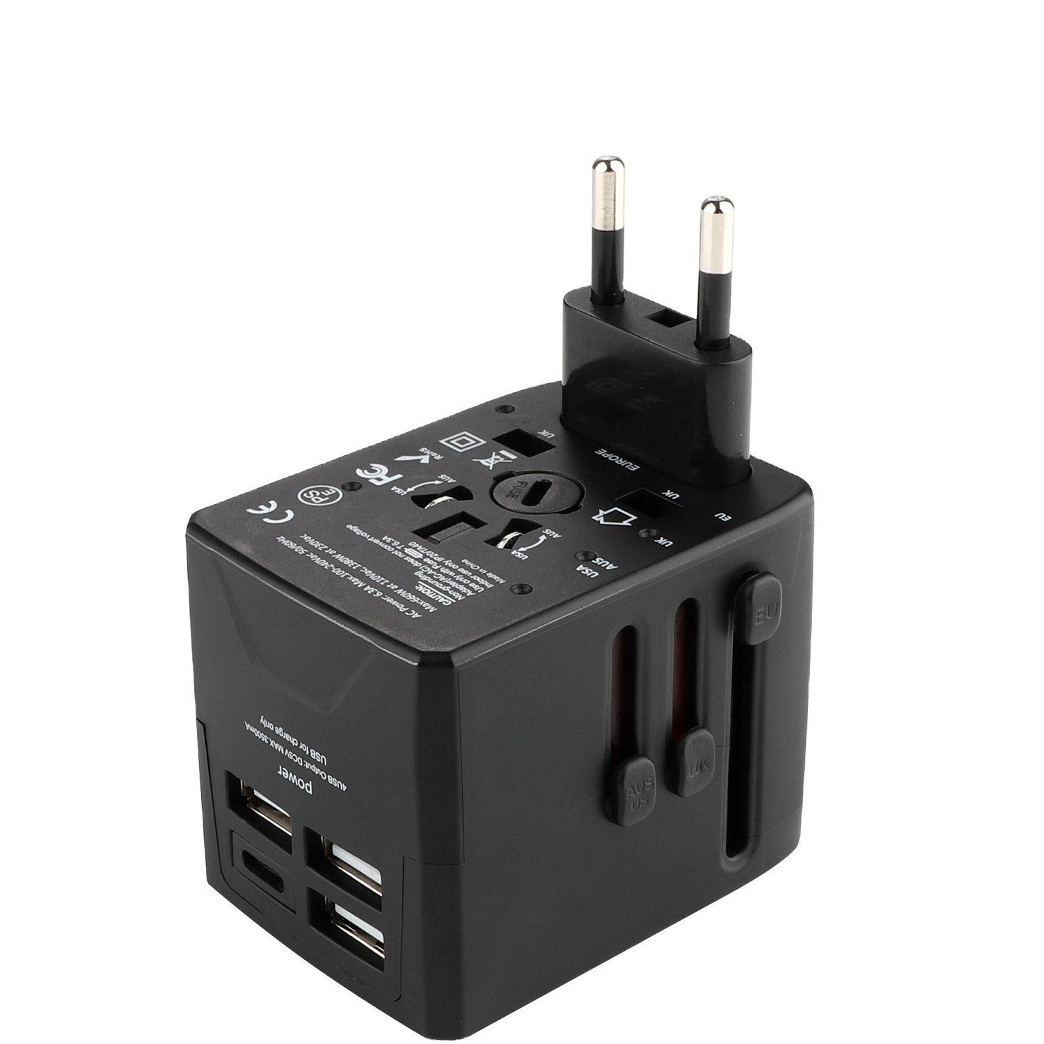 universal worldwide travel adapter kit travel plug adapter with usb c - all-in-one