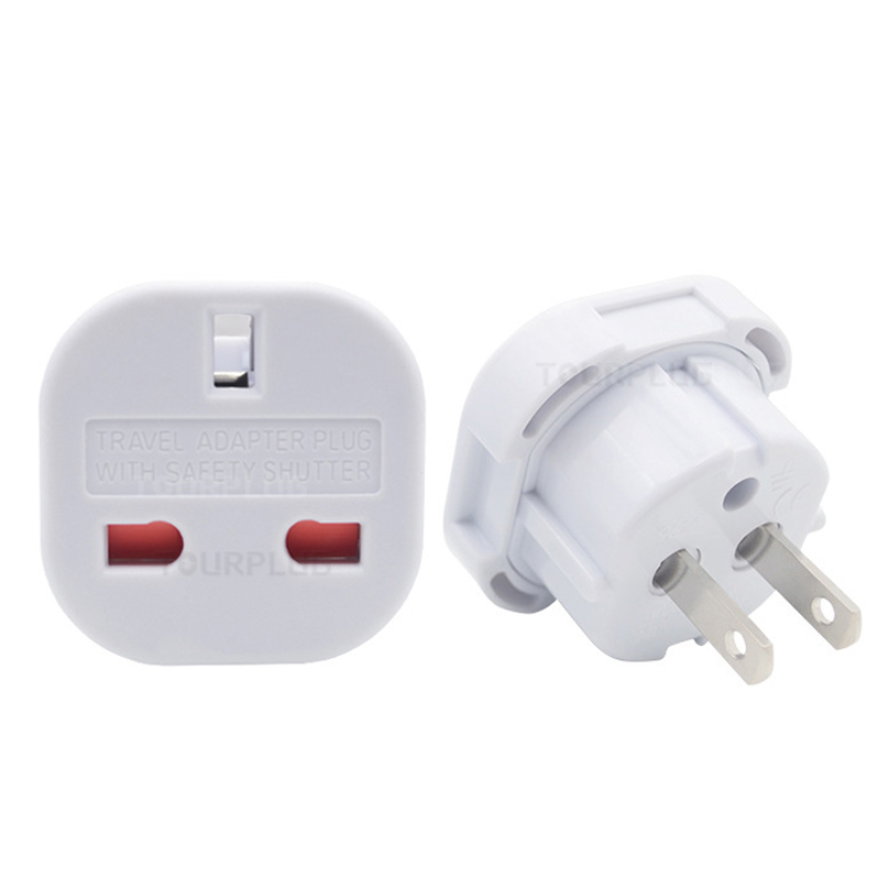 US JP CN Travel Adapter UK 3 pin to 2 flat pin travel plug adapter Universal travel power converter