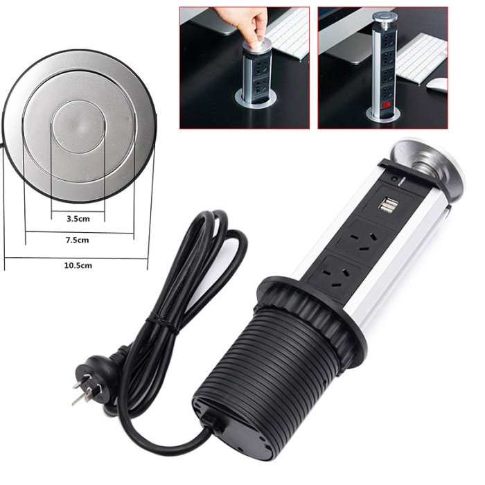 Tabletop Power Strip Table Pop Up Socket Pull Electric Outlets EU Plug Sockets for Home Office Kitchen