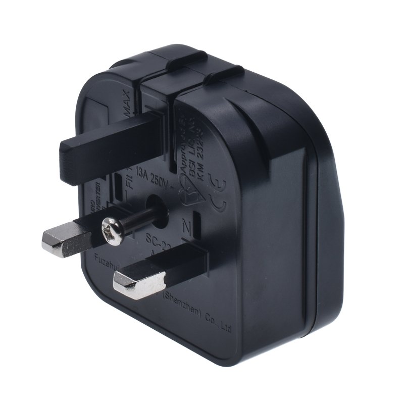 Brand new US To UK Plug Adapter flat 2 pins to 3pins converter for Type-A to Type G plug top box screw fix Amreica to uk socket