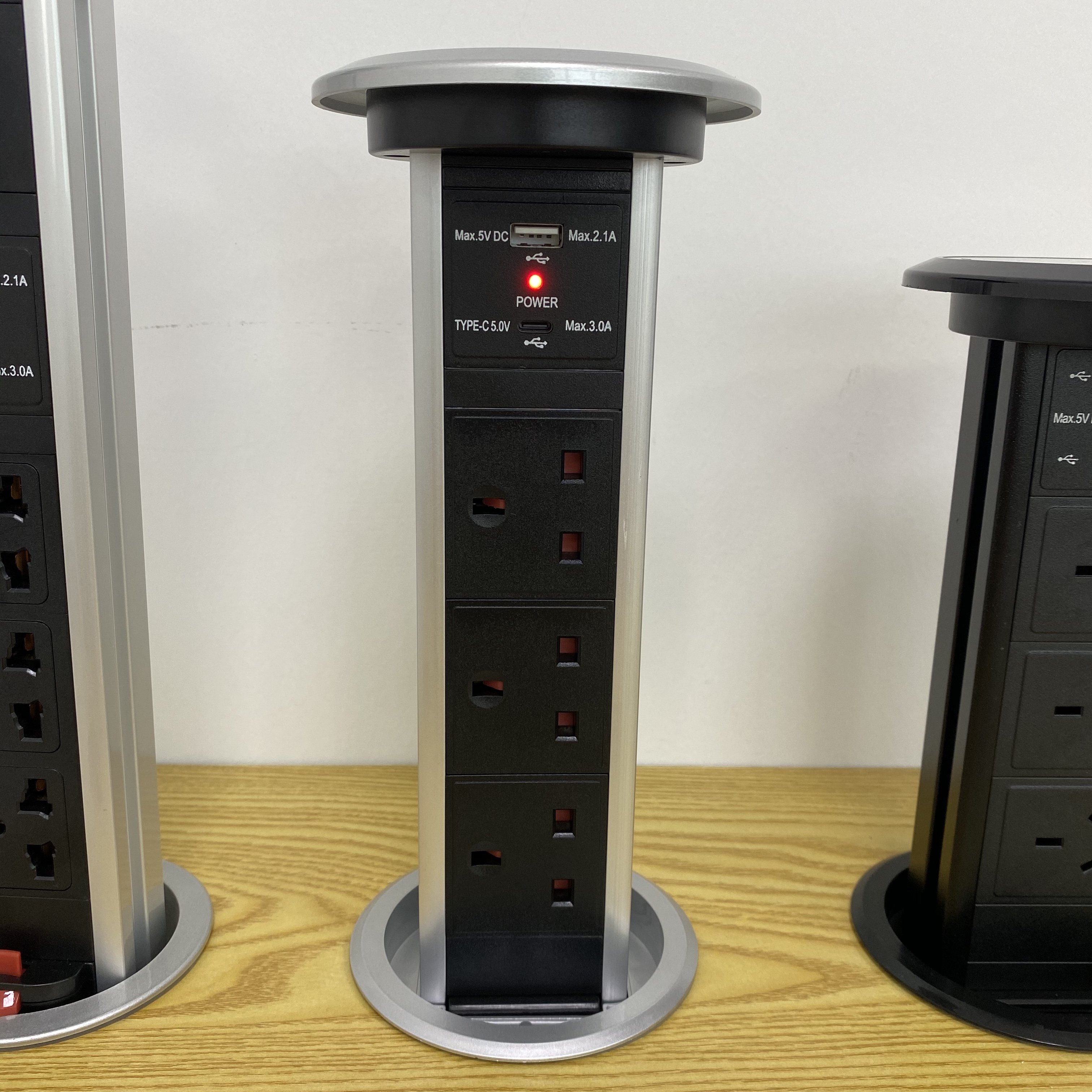 Hidden Pop Up Usb Desktop Flip Power Data Plug Socket With QI Wireless Charger