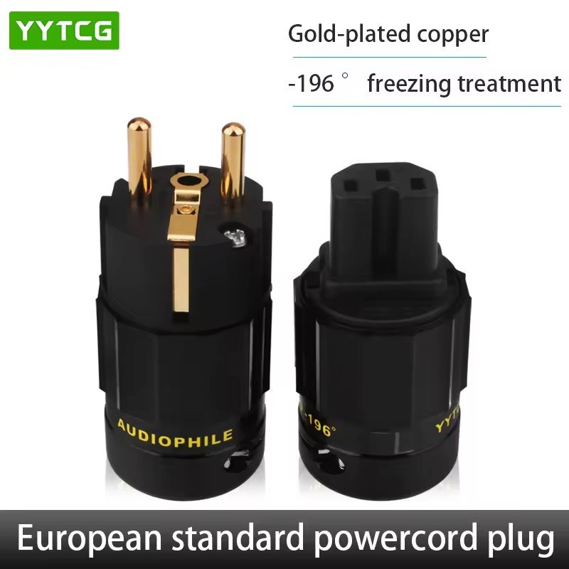 24K Gold Plated EU European Schuko Power Connector IEC Plug
