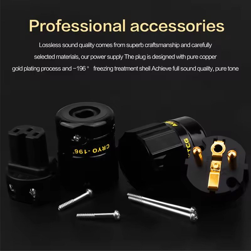 24K Gold Plated EU European Schuko Power Connector IEC Plug