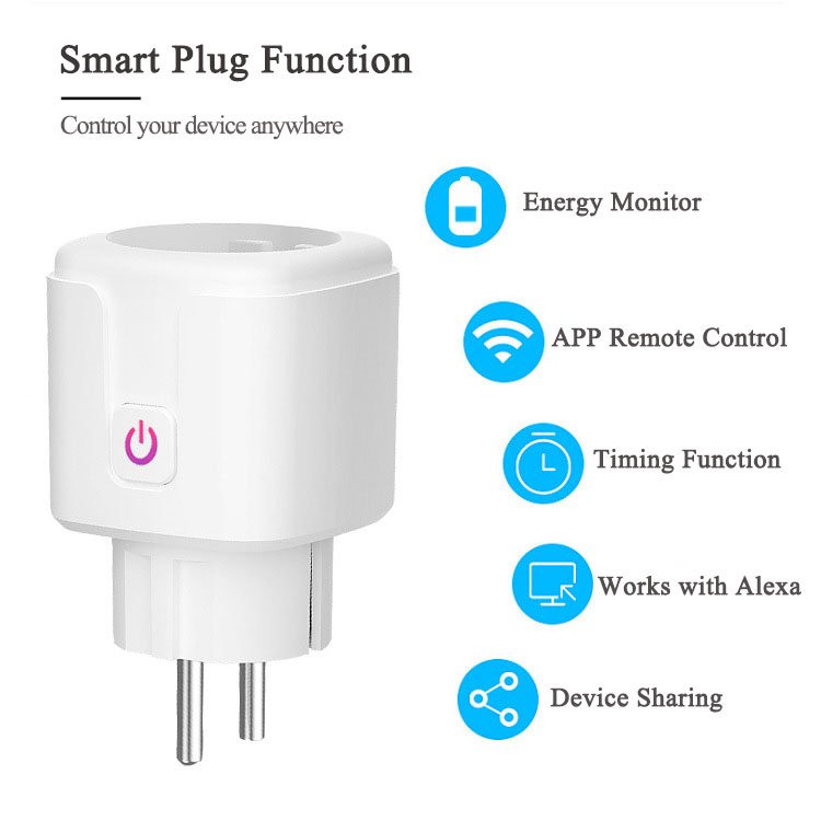 16A EU UK Power Monitoring Alexa Google Home Electric Timer Wifi Smart Plug Socket