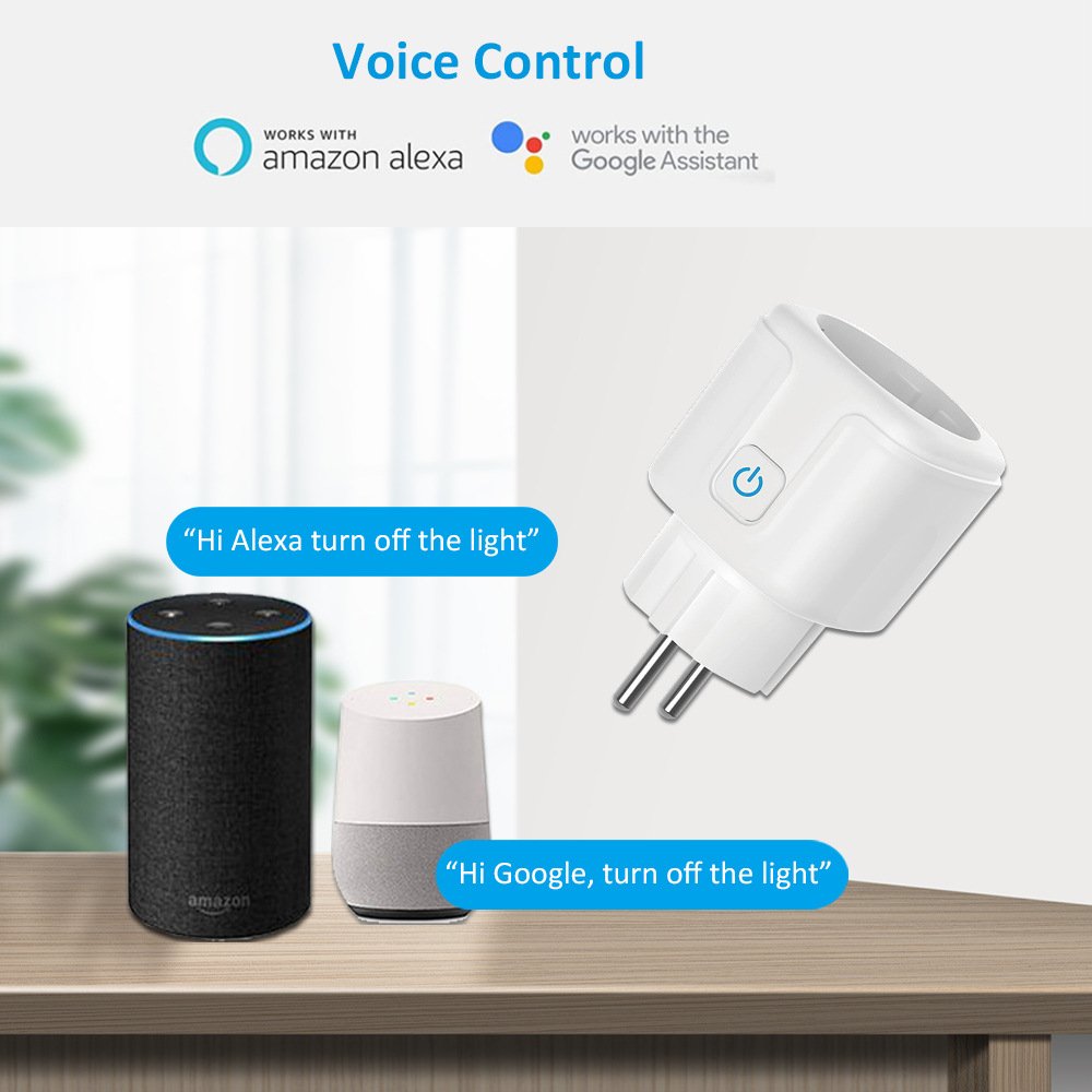 16A EU UK Power Monitoring Alexa Google Home Electric Timer Wifi Smart Plug Socket