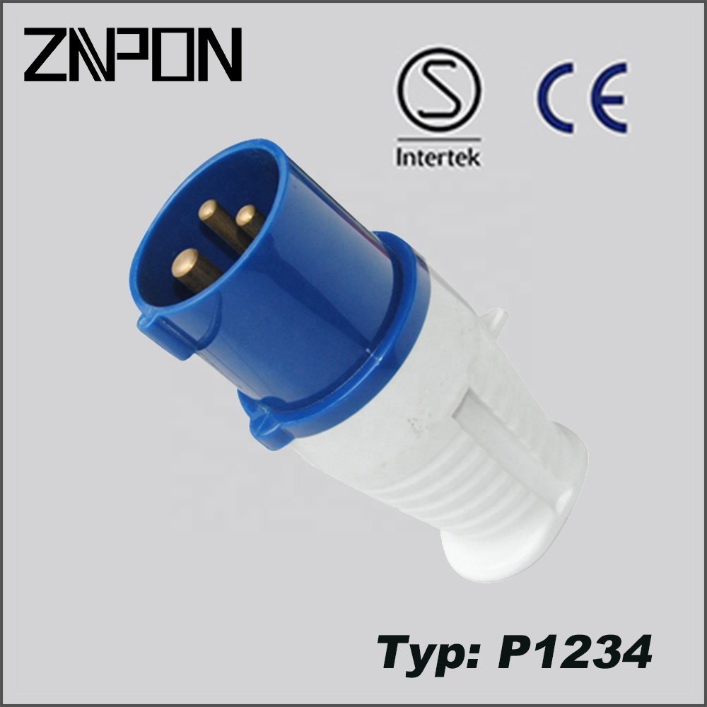 Hot Sale ZNPON quick connect 16A blue CEE plug 16 amp 3 pin industrial plug