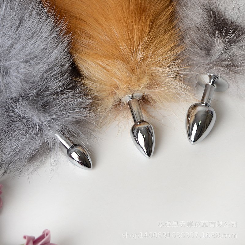 Multi-Function Detachable Design Real Fox Tail Fur Anal Plug Sexy Adult Toy Fashion Butt Stainless Steel for SM & Cospaly