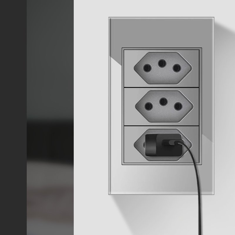Grey Glass Switch And Socket Swiss Home Brazilian USB Sockets 10A Switches Electrical Wall Sockets And Switches