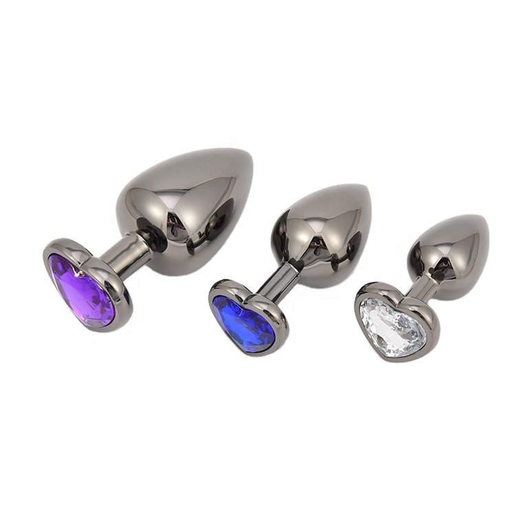 Men's and women's toys vaginal vestibule stimulation gun color heart-shaped metal anal plug small Hot sales new product