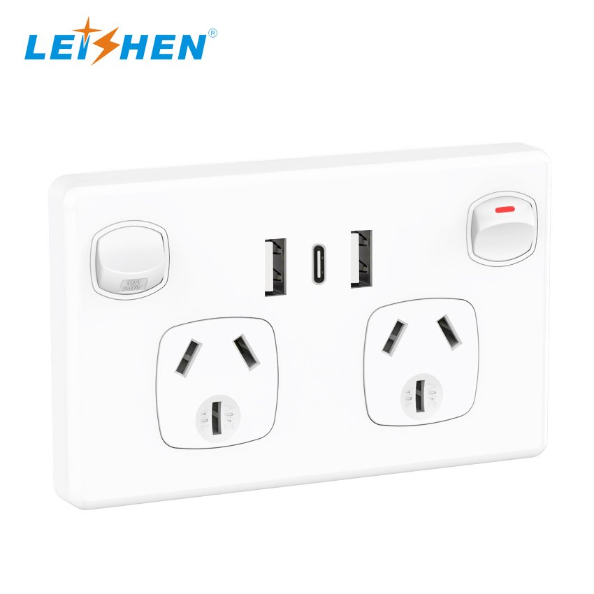Plug Socket Australia GPO Wall socket Home Plug socket switch 3 pin Electrical Power Point with USB Ports SAA Approval Slim