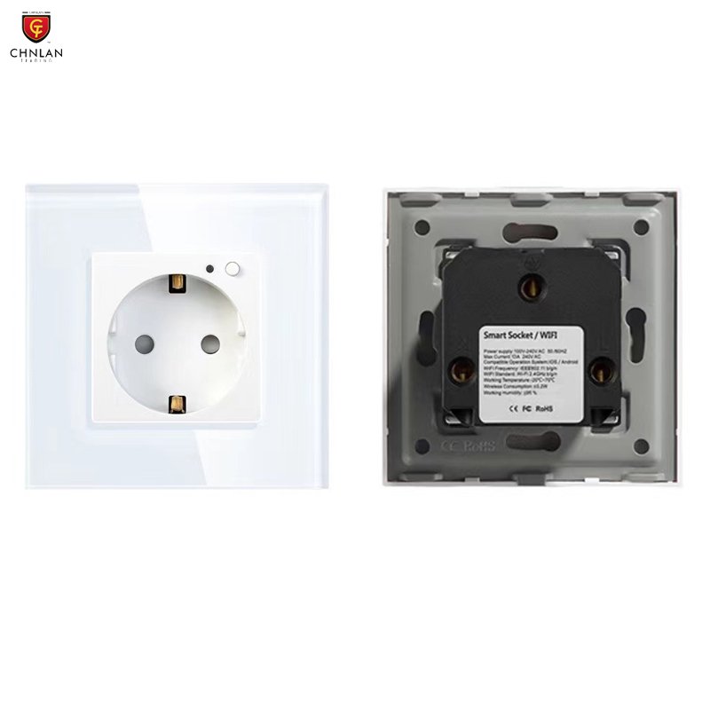 16A Tuya Smart WiFi Wall Socket Glass Panel Single Double Wall Socket EU Standard Multi Gang Plugs
