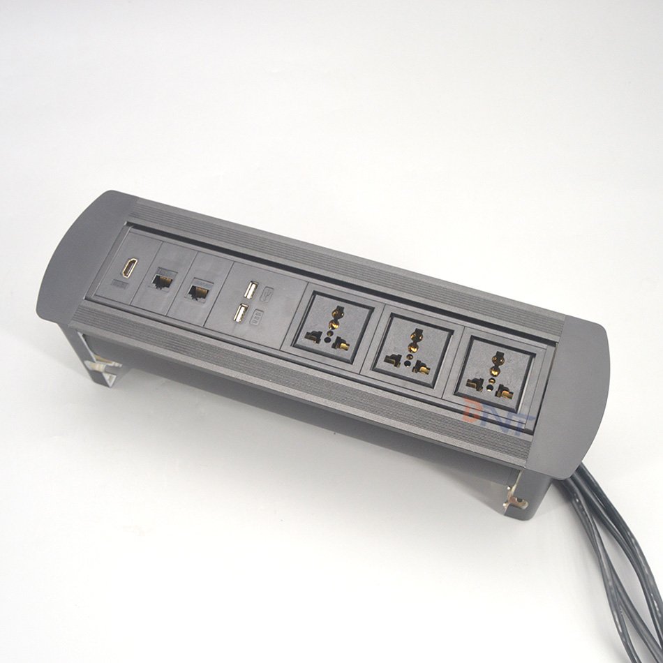 BNT Desktop Flip Over Power Socket Customized Plug UK US Universal for Office Furniture Tabletop