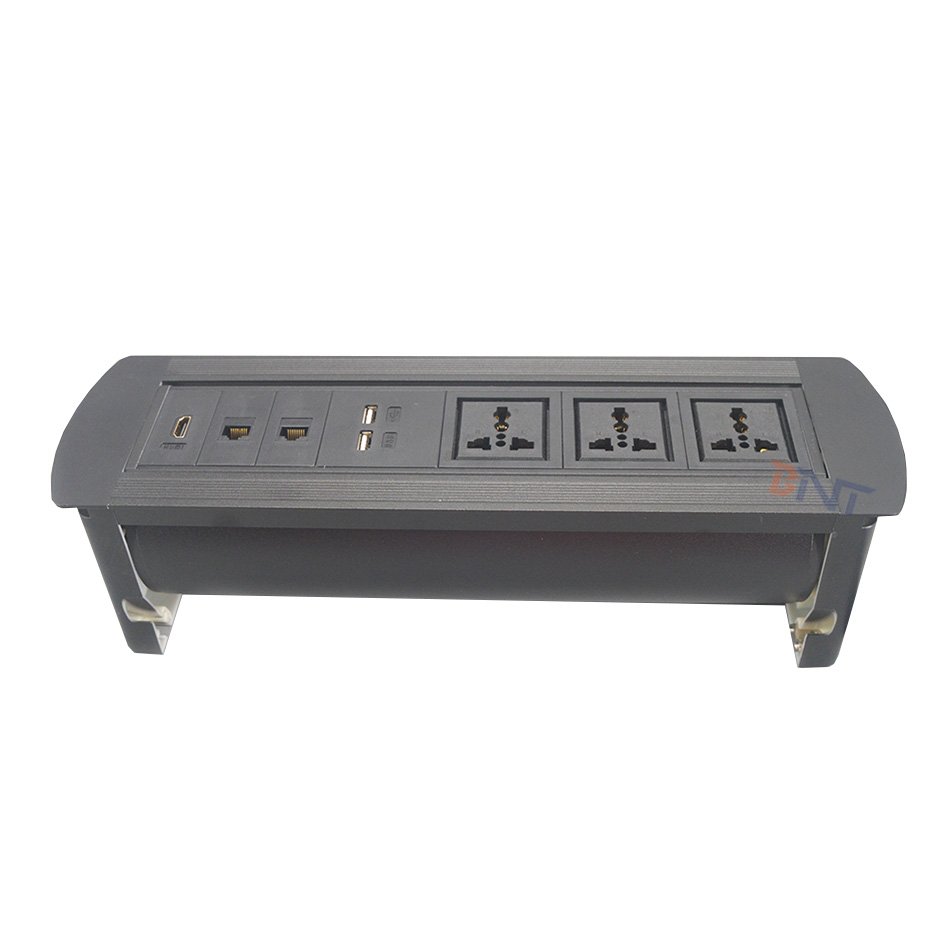 BNT Desktop Flip Over Power Socket Customized Plug UK US Universal for Office Furniture Tabletop