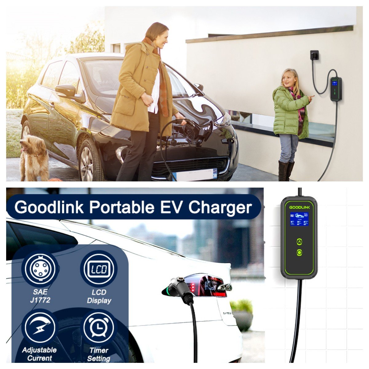 Home use Electric Vehicle Charging cable Type 2 SAE J1772 Plug IP67 waterproof anti-theft EV charger portable