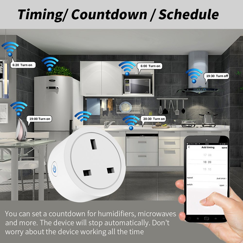 UK Standard TUYA Smart life Alexa 16A Mini Socket Smart Wifi Plug UK