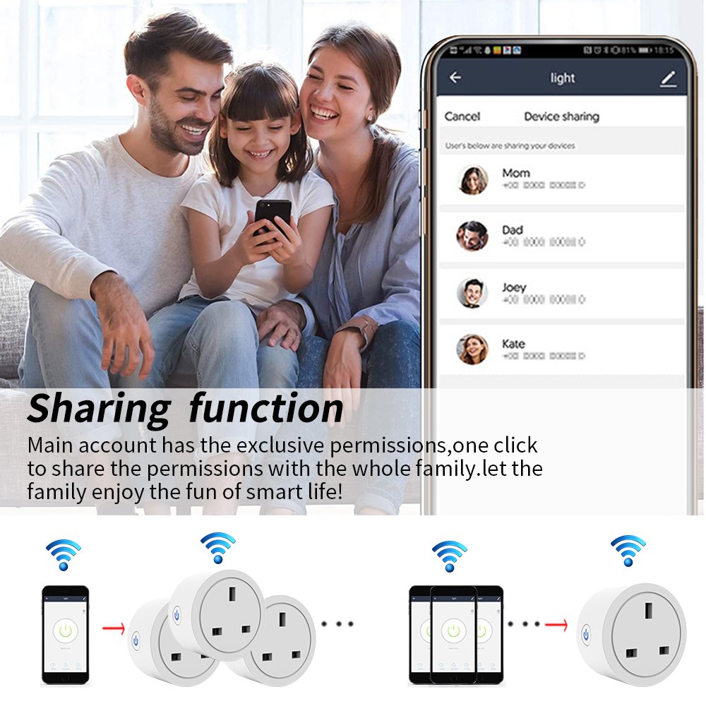UK Standard TUYA Smart life Alexa 16A Mini Socket Smart Wifi Plug UK