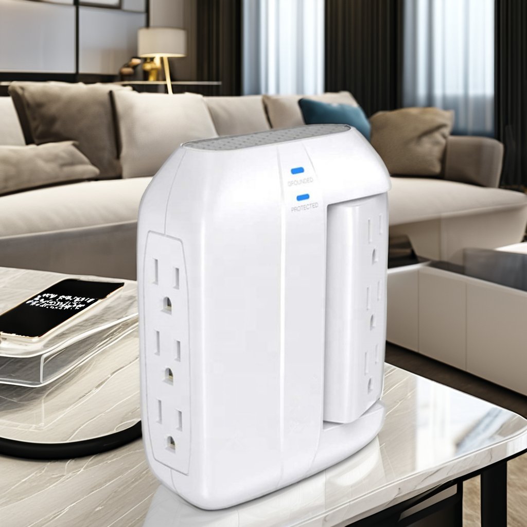 6-Outlet Wall Tap Surge Protector with Swivel Outlets Side Socket Swivel Tap Plugs & Sockets Product