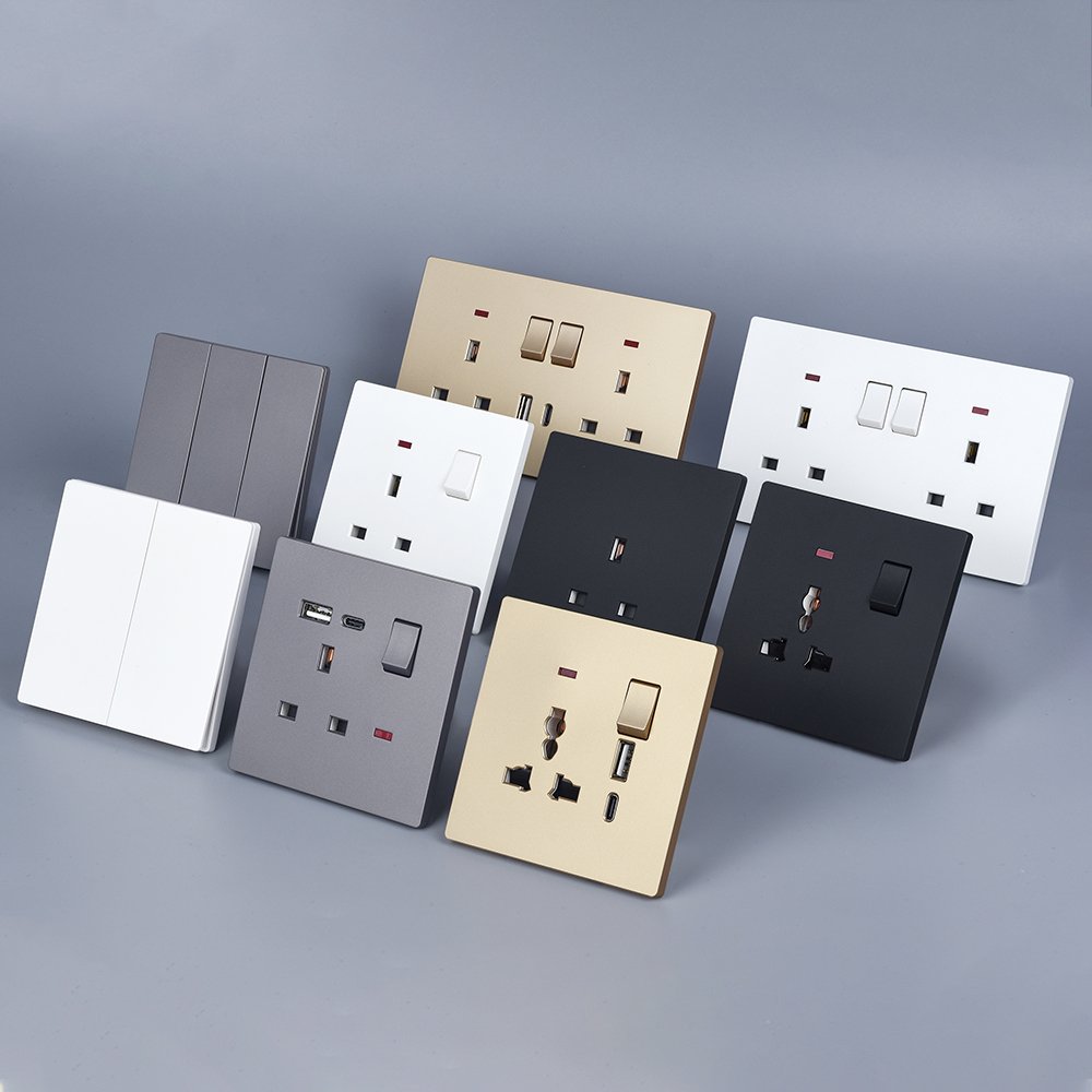 Usb socket typc-c charging 2 port wall currents 13 amp plug socket with usb and type c