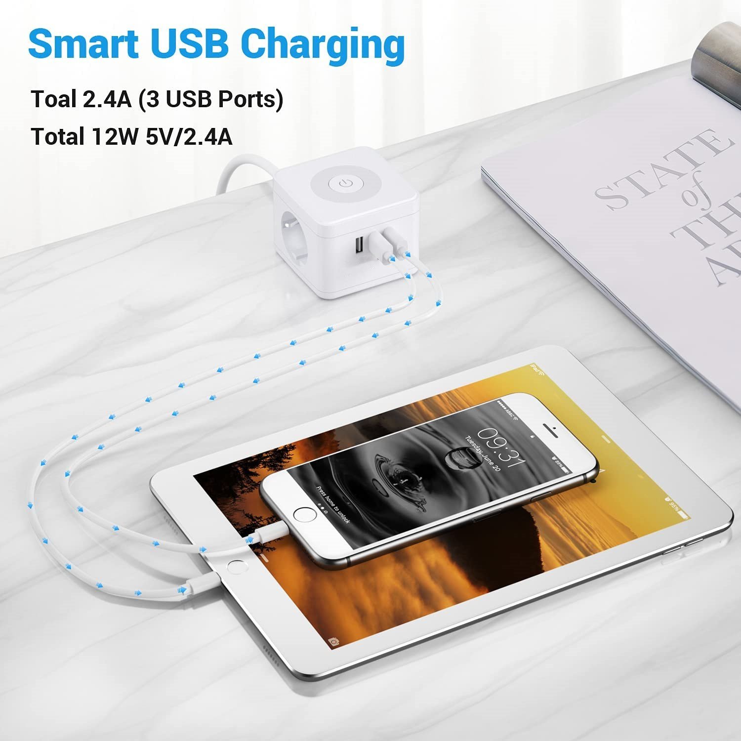 Wholesales Portable Europe Standard Cube Extension Outlet Charging Multi Function Power Strip Adapter Plug Sockets for Indoor
