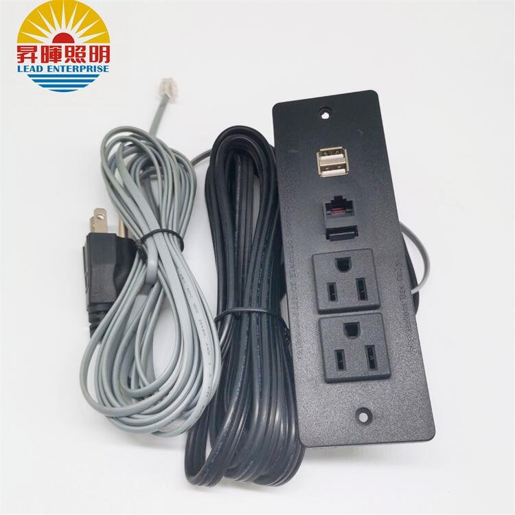 2024 Hot Power Us Wall Folding Socket Outlet 2 Usb Port Charging Station For Desk