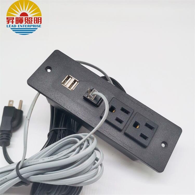 2024 Hot Power Us Wall Folding Socket Outlet 2 Usb Port Charging Station For Desk