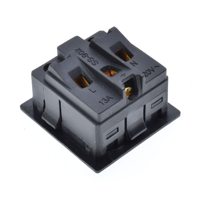 SS-902 AC socket UK three holes with safety door 10A250V copper Cassette and lock screw socket inlet US EU UK AUS power plug