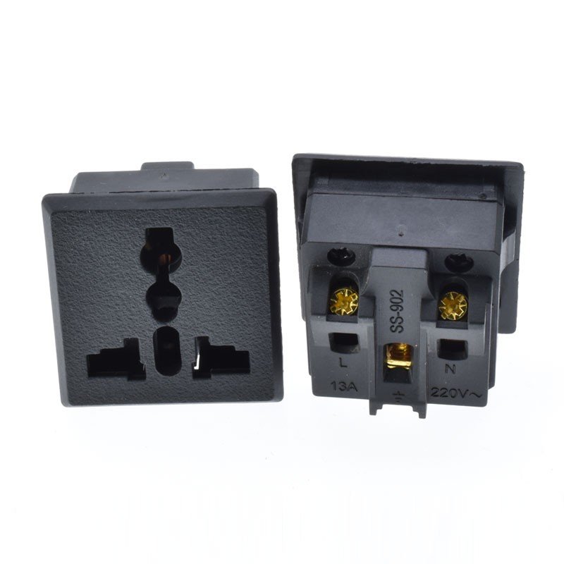 SS-902 AC socket UK three holes with safety door 10A250V copper Cassette and lock screw socket inlet US EU UK AUS power plug