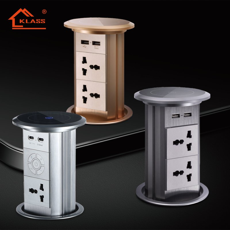 KLASS New Design Tabletop Extension Electrical Plug Smart life Power Electric Lifting Socket Pop up socket Wireless