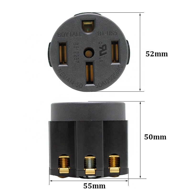 NEMA 14-50R 50Amp 250V Flush Mount Power Receptacle 3 Pole 4 Wire Industrial Plugs and Sockets