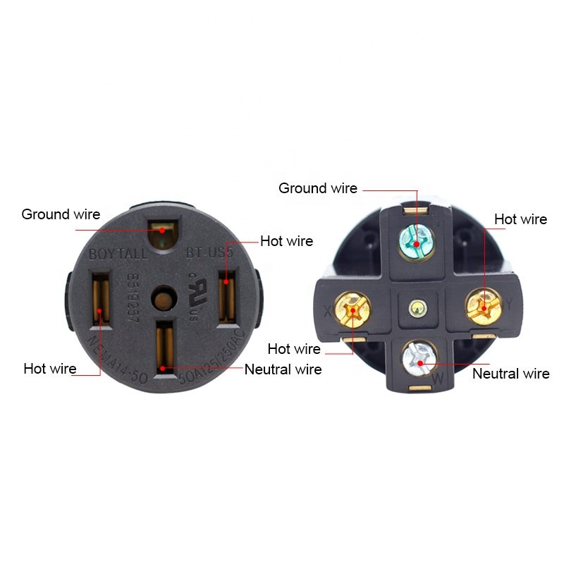 NEMA 14-50R 50Amp 250V Flush Mount Power Receptacle 3 Pole 4 Wire Industrial Plugs and Sockets