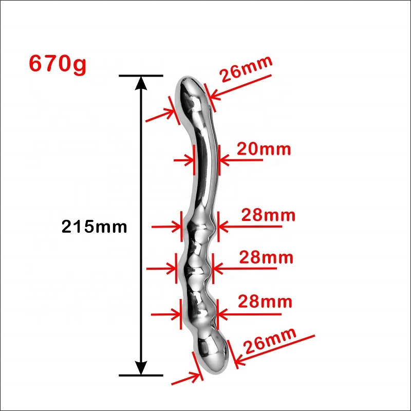 Heavy stainless steel double fake dildo G Spot wand anal beads butt plug metal prostate massager vaginal female sex toy women